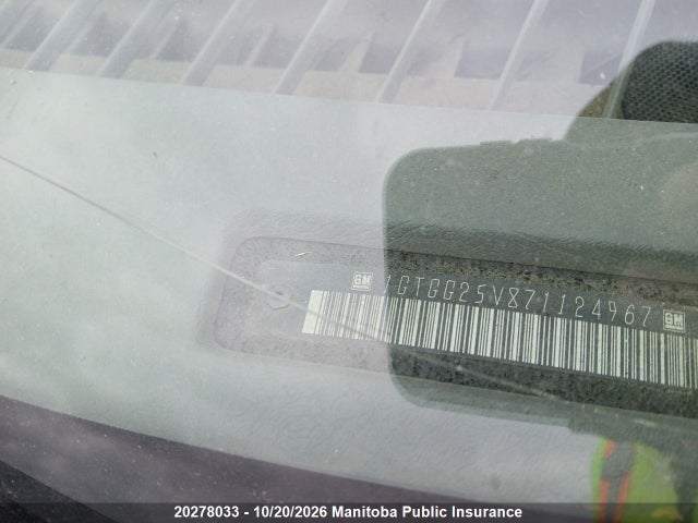 Aukcja sprzedaży 2007 Gmc Savana 2500 Cargo Van, vin: 1GTGG25V871124967, numer aukcji: 20278033