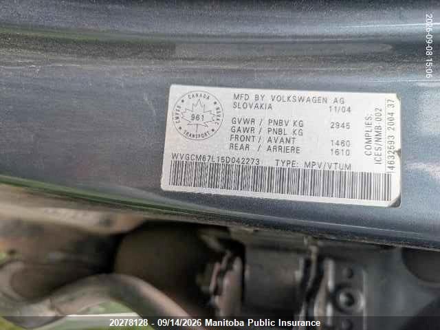Auction sale of the 2005 Volkswagen Touareg V8, vin: WVGCM67L15D042273, lot number: 20278128