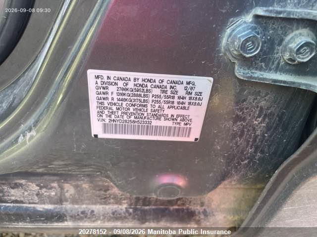 20278152 :رقم المزاد ، 2HNYD28258H523332 vin ، 2008 Acura Mdx مزاد بيع