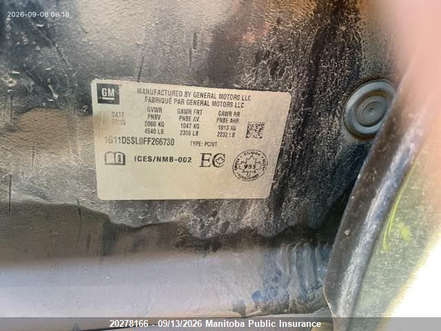 Chevrolet MALIBU LT 2015 1G11D5SL0FF266730 Image 9