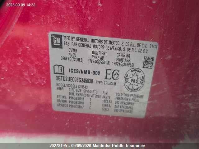 GMC Sierra 1500 Sle Crew Cab 2014 3GTU2UEC9EG345830 Image 9