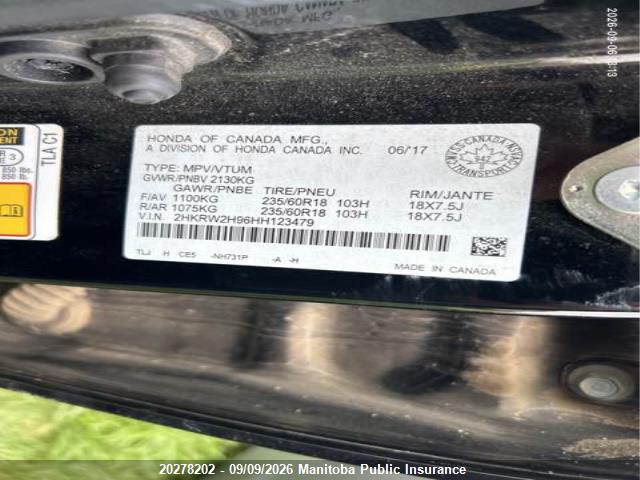 Honda Cr-v Touring 2017 2HKRW2H96HH123479 Image 9