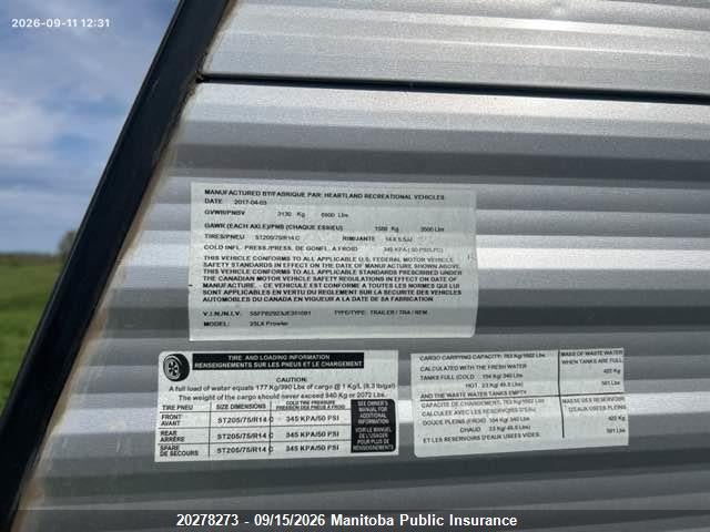 Aukcja sprzedaży 2018 Heartland Travel Trailer, vin: 5SFPB2923JE351091, numer aukcji: 20278273