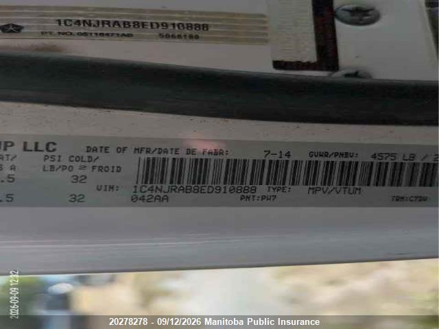 Jeep Patriot Latitude 2014 1C4NJRAB8ED910888 Image 9