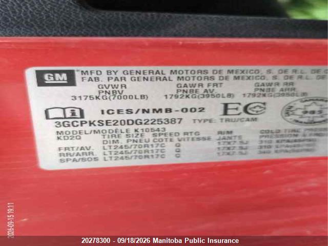 Продажа на аукционе авто 2013 Chevrolet Silverado 1500 Lt Crew Cab, vin: 3GCPKSE20DG225387, номер лота: 20278300