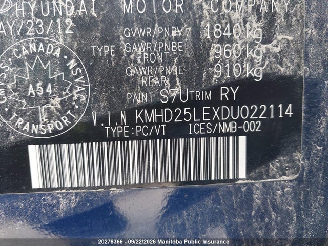 Aukcja sprzedaży 2013 Hyundai Elantra, vin: KMHD25LEXDU022114, numer aukcji: 20278366