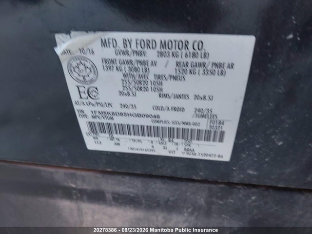 Ford EXPLORER XLT 2017 1FM5K8D85HGB09048 Image 8