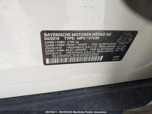 Продажа на аукционе авто 2016 Bmw X5 35i, vin: 5UXKR0C50G0S93350, номер лота: 20278411
