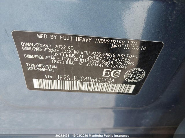 Aukcja sprzedaży 2017 Subaru Forester 2.5i, vin: JF2SJEUC4HH442544, numer aukcji: 20278458