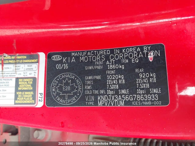 Auction sale of the 2016 Kia Soul Sx, vin: KNDJX3A56G7863933, lot number: 20278498