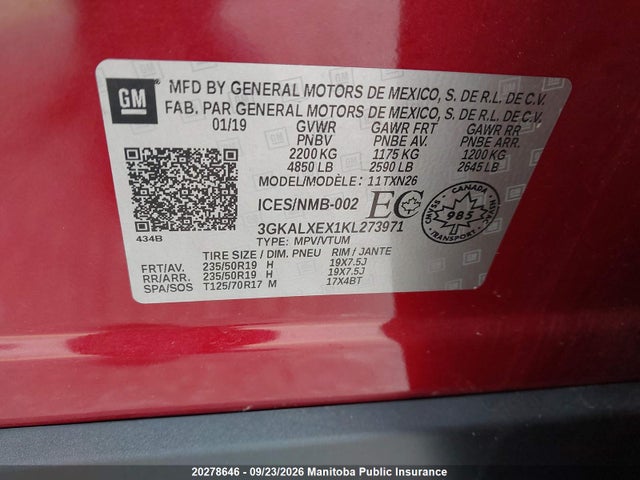 Aukcja sprzedaży 2019 Gmc Terrain Denali 2.0t, vin: 3GKALXEX1KL273971, numer aukcji: 20278646
