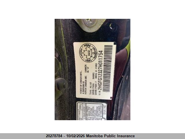 20278784 :رقم المزاد ، 2HGFG12327H011754 vin ، 2007 Honda Civic Dx-g مزاد بيع
