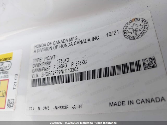 Honda Civic Lx 2022 2HGFE2F29NH113305 Image 9