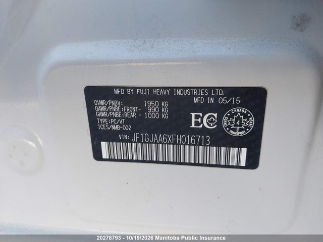 Subaru Impreza 2.0i 2015 JF1GJAA6XFH016713 Image 9