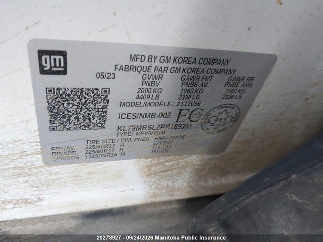 Aukcja sprzedaży 2023 Chevrolet Trailblazer Lt Turbo, vin: KL79MRSL2PB189351, numer aukcji: 20278927