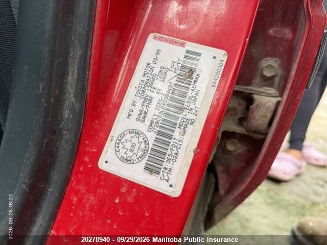 20278940 :رقم المزاد ، JT2BC53L0X0389437 vin ، 1999 Toyota Tercel Ce مزاد بيع