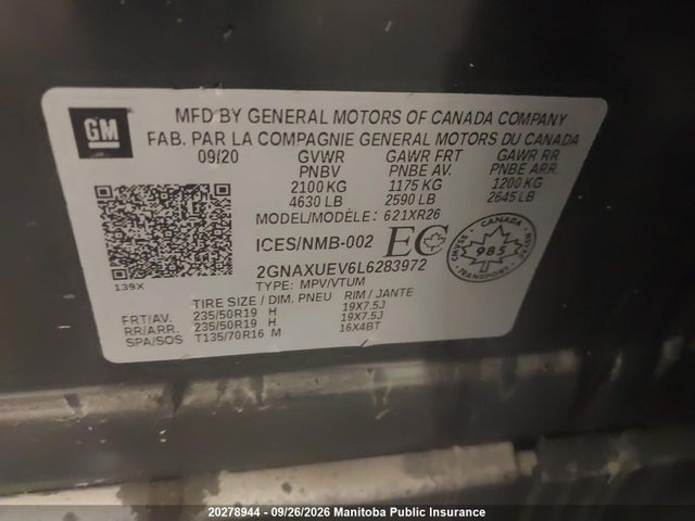 Chevrolet EQUINOX LT 2020 2GNAXUEV6L6283972 Image 9