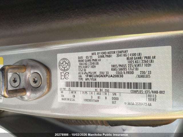 Ford Escape Active 2023 1FMCU9GNXPUA20830 Image 9
