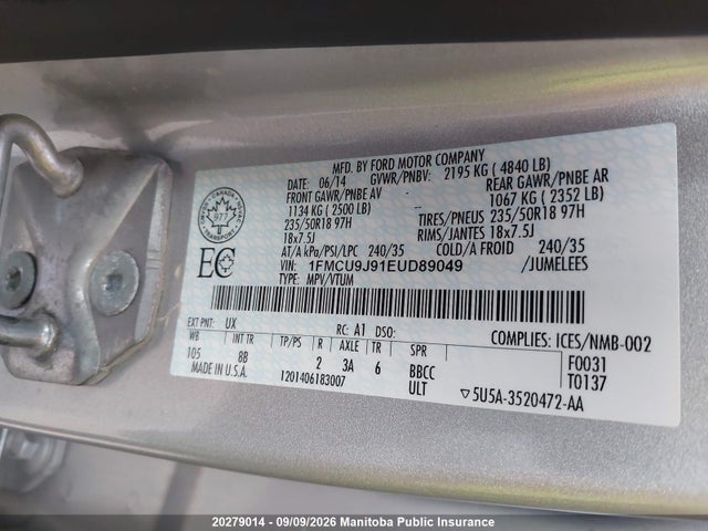 Ford Escape Titanium 2014 1FMCU9J91EUD89049 Image 8