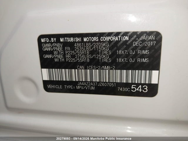 Mitsubishi Outlander Es 2018 JA4AZ2A37JZ607051 Image 8
