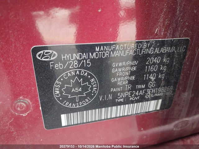 Hyundai SONATA GL 2015 5NPE24AF3FH198269 Image 8