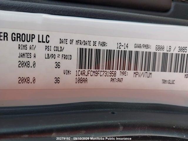Jeep Grand Cherokee Overland 2015 1C4RJFCM9FC731958 Image 8