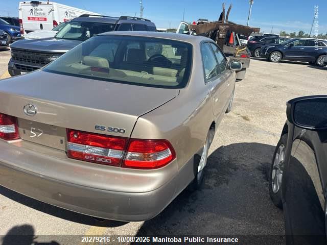 Продаж на аукціоні авто 2001 Lexus Es 300, vin: JT8BF28G910295765, номер лоту: 20279216
