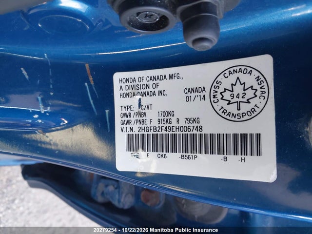 Honda Civic Lx 2014 2HGFB2F49EH006748 Image 9