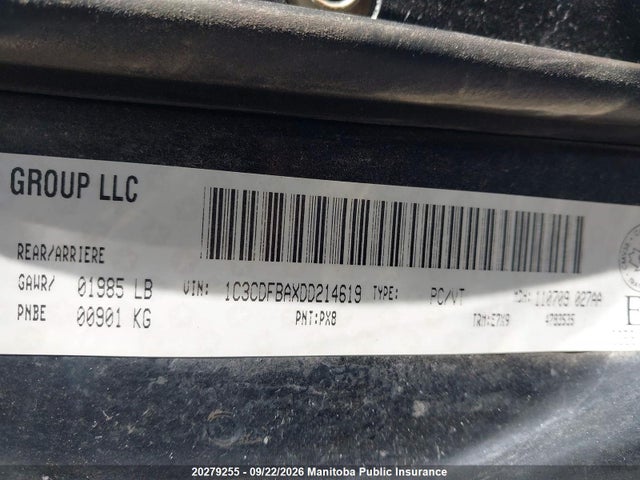 Aukcja sprzedaży 2013 Dodge Dart Sxt, vin: 1C3CDFBAXDD214619, numer aukcji: 20279255