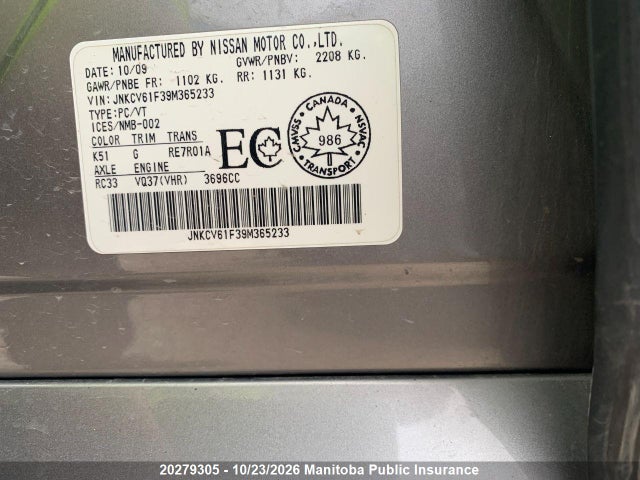 Aukcja sprzedaży 2009 Infiniti G37 X, vin: JNKCV61F39M365233, numer aukcji: 20279305