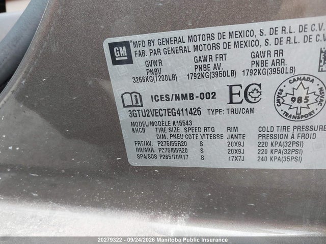 Продажа на аукционе авто 2014 Gmc Sierra 1500 Slt Crew Cab, vin: 3GTU2VEC7EG411426, номер лота: 20279322