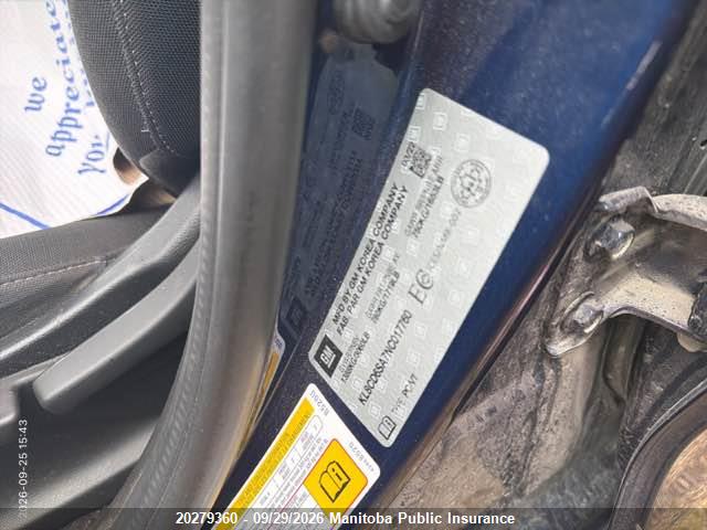 20279360 :رقم المزاد ، KL8CD6SA7NC017760 vin ، 2022 Chevrolet Spark Lt مزاد بيع