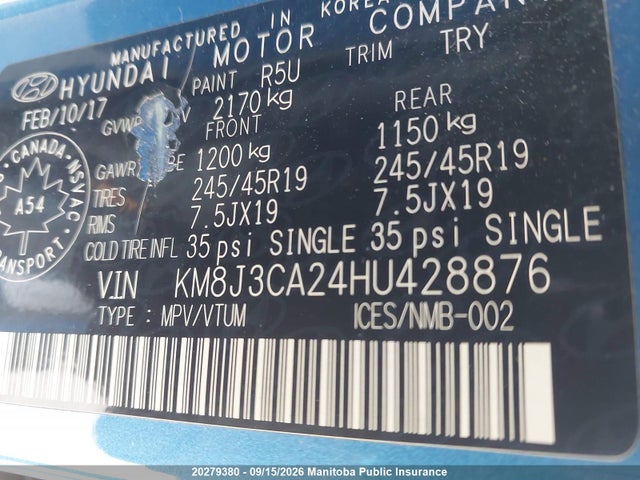 Hyundai Tucson 1.6t 2017 KM8J3CA24HU428876 Image 8