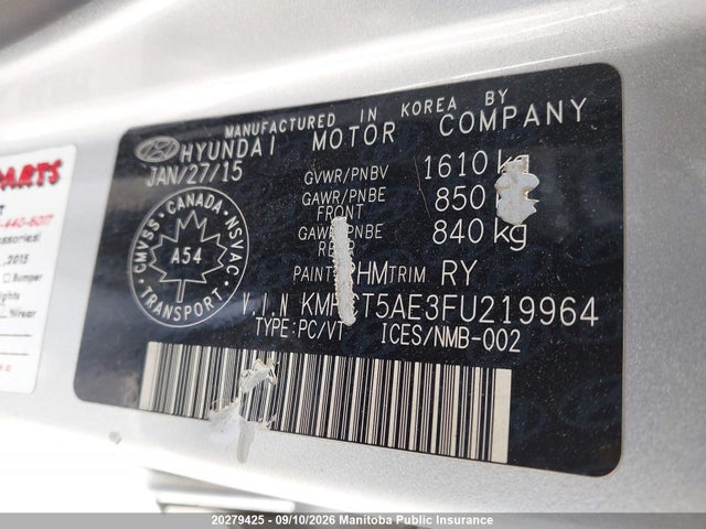 Hyundai ACCENT SE 2015 KMHCT5AE3FU219964 Image 9