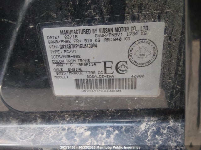 Nissan Sentra 1.8 Sv 2016 3N1AB7AP1GL648904 Image 9