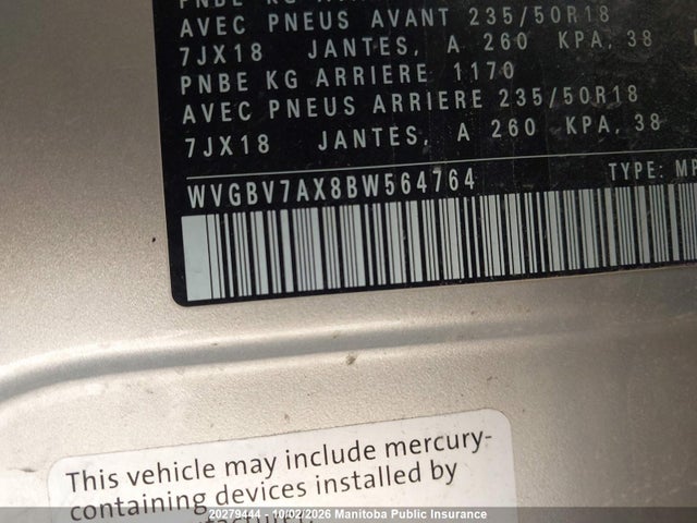 Продаж на аукціоні авто 2011 Volkswagen Tiguan 2.0 Tsi, vin: WVGBV7AX8BW564764, номер лоту: 20279444