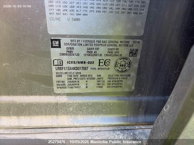 Buick Envision 2019 LRBFX1SA4KD017587 Image 9