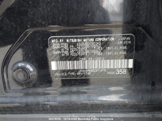 JA4AJ4AW8GZ611518 Mitsubishi Rvr Gt