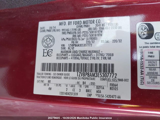 1ZVBP8AM3E5307772 Ford Mustang
