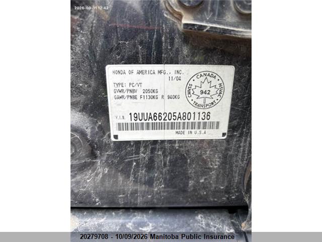 Продаж на аукціоні авто 2005 Acura Tl, vin: 19UUA66205A801136, номер лоту: 20279708
