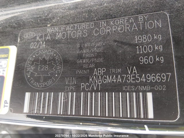 KIA Optima Lx 2014 KNAGM4A73E5496697 Image 9