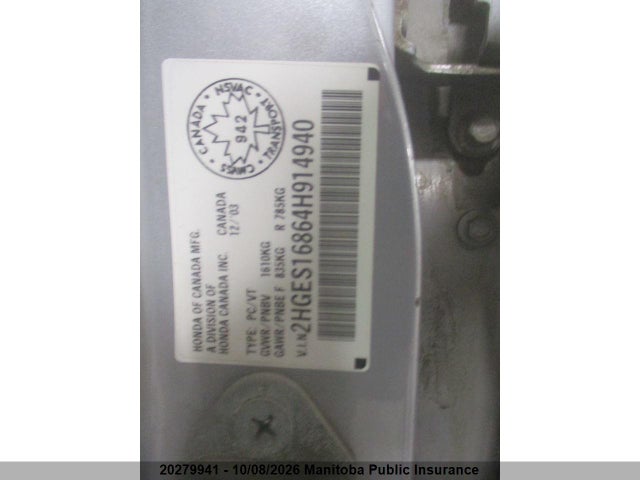 Продажа на аукционе авто 2004 Honda Civic Si, vin: 2HGES16864H914940, номер лота: 20279941