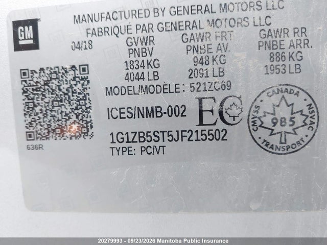 Chevrolet MALIBU LS 2018 1G1ZB5ST5JF215502 Image 9