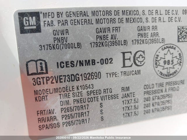 Aukcja sprzedaży 2013 Gmc Sierra 1500 Sle Crew Cab, vin: 3GTP2VE73DG192690, numer aukcji: 20280010