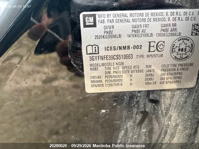 Aukcja sprzedaży 2012 Cadillac Srx V6, vin: 3GYFNFE39CS510663, numer aukcji: 20280020
