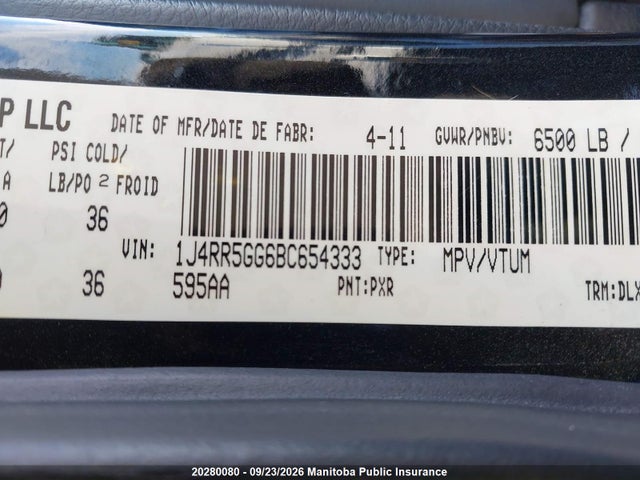 Продаж на аукціоні авто 2011 Jeep Grand Cherokee Limited, vin: 1J4RR5GG6BC654333, номер лоту: 20280080