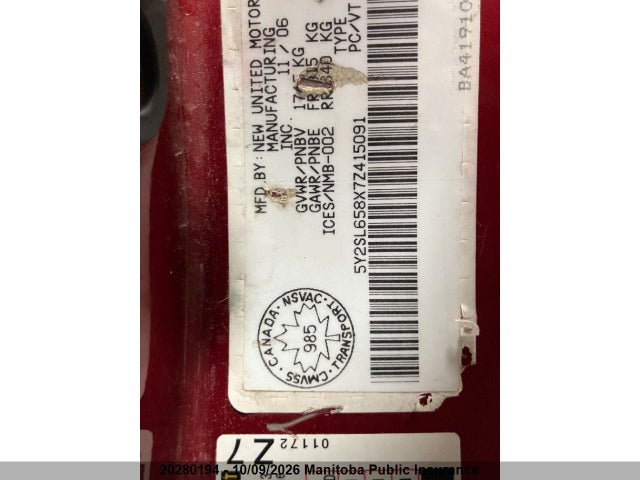 2007 Pontiac Vibe მანქანა იყიდება აუქციონზე, vin: 5Y2SL658X7Z415091, აუქციონის ნომერი: 20280194