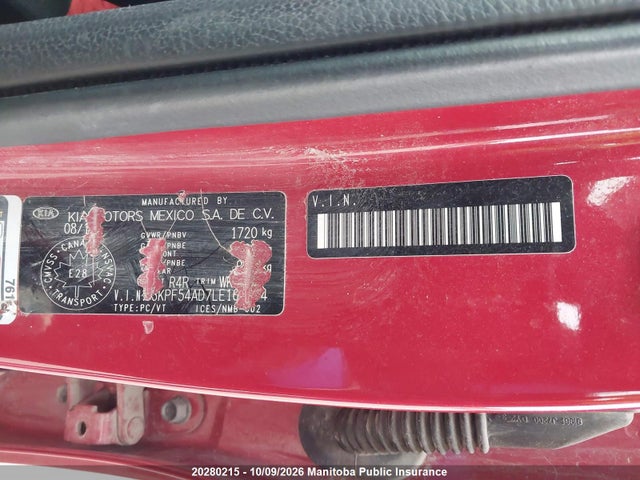 2020 Kia Forte Ex მანქანა იყიდება აუქციონზე, vin: 3KPF54AD7LE161574, აუქციონის ნომერი: 20280215