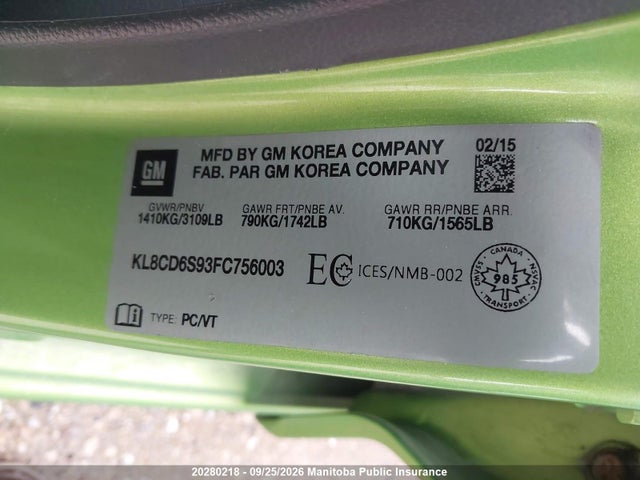 Chevrolet Spark Lt 2015 KL8CD6S93FC756003 Image 8