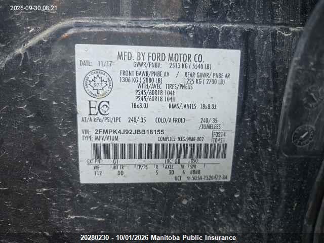 Ford EDGE SEL 2018 2FMPK4J92JBB18155 Image 9